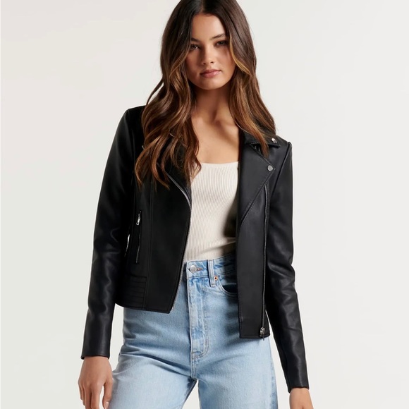 Vegan Leather Jacket Biker Jacket size 4 - Picture 2 of 8